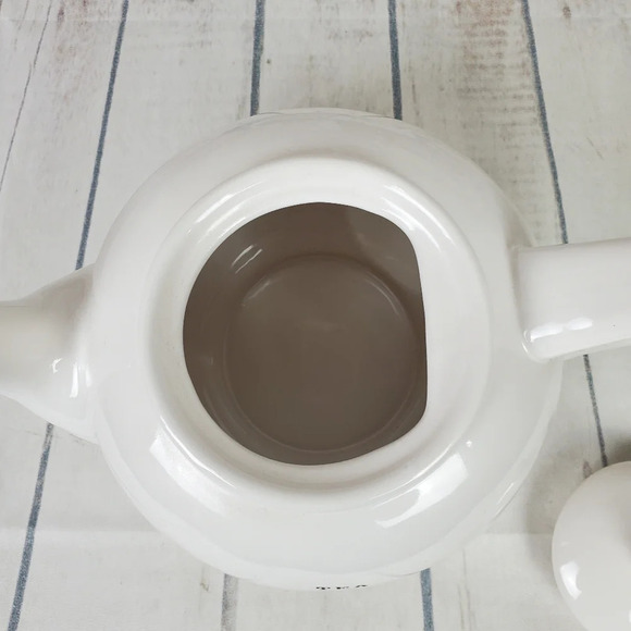 Rae Dunn Magenta Tepot Typewriter Font Ceramic Dimpled White - Picture 8 of 14